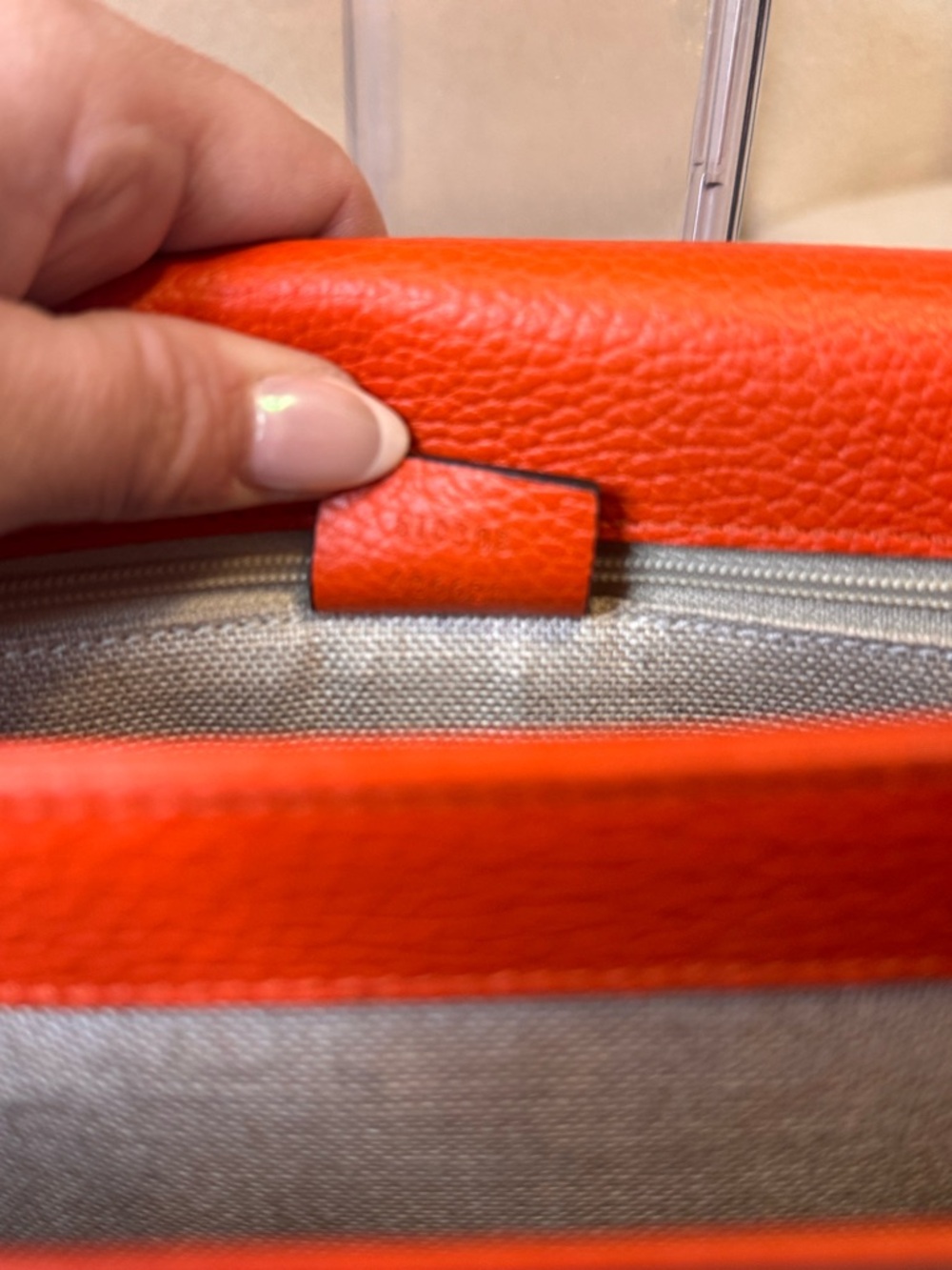 Gucci Authentic Red-Orange Leather Shoulder Bag with Silver Chain Like New w COA - Picture 14 of 14